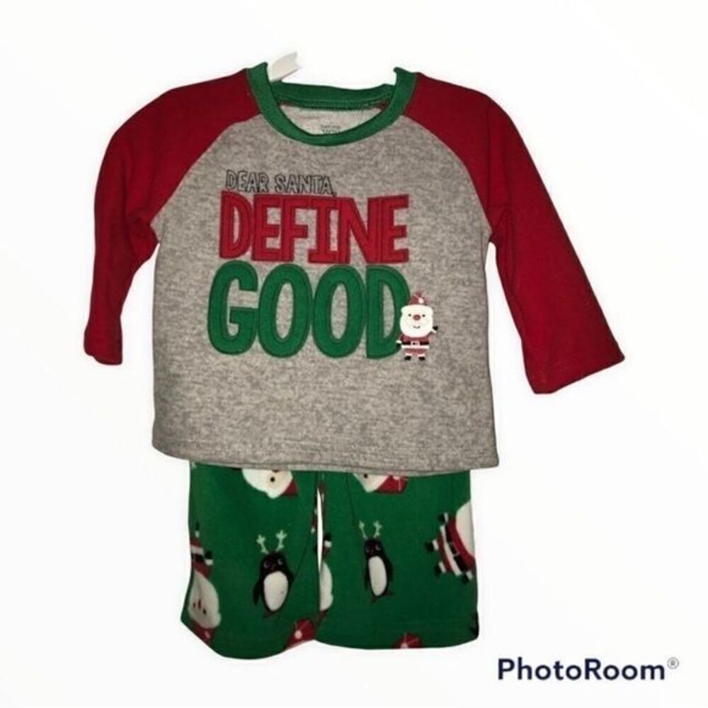BOYS 12 MONTHS Carters 2 PC Dear SANTA Define Good CHRISTMAS PAJAMAS fleece NEW